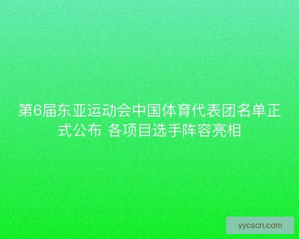 第6届东亚运动会中国体育代表团名单正式公布 各项目选手阵容亮相