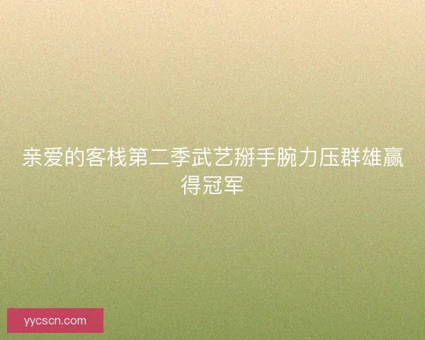 亲爱的客栈第二季武艺掰手腕力压群雄赢得冠军